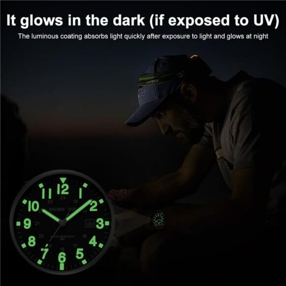 Mens Military Watch Nylon Strap Easy Read Dial Waterproof Glow in Dark - Picture 6 of 7